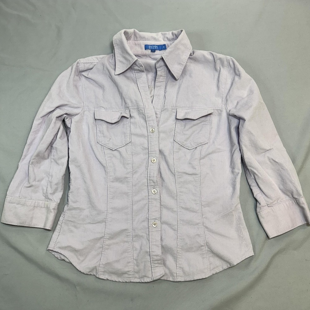 Escada Sport Shirt Womens Purple 38 Fits M Corduroy Casual Summer Top